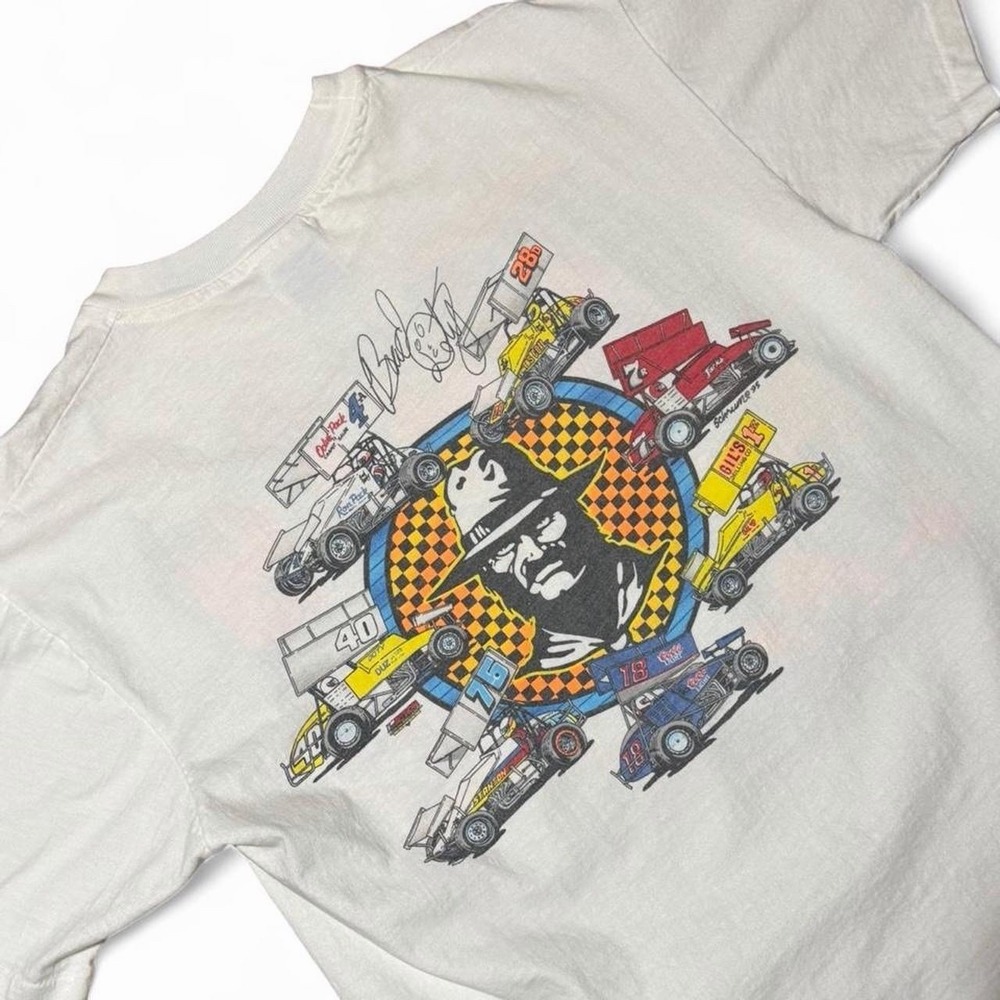 Vintage 90s Brad Doty Nascar Racing Sprint Racer Ohio Auto Car Graphic T-shirt - Picture 3 of 7